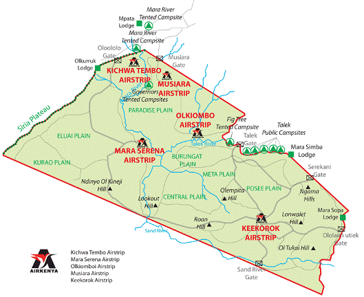 Masai Mara Airstrips Map Masai Mara Safaris Kenya Safari